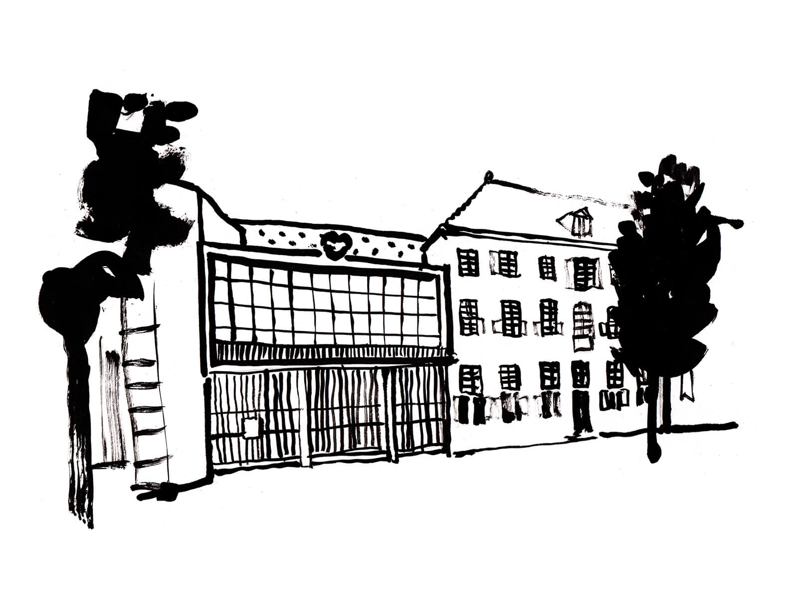 alt="NEW WERKTHEATER Pol Montserrat illustrations …,staat, a creative agency from Amsterdam produced an illustrated newspaper to present their new offices in one of the most iconic buildings in the city, the New Werktheater. I created a series of illustrations to show the new building while it was still being remodeled.