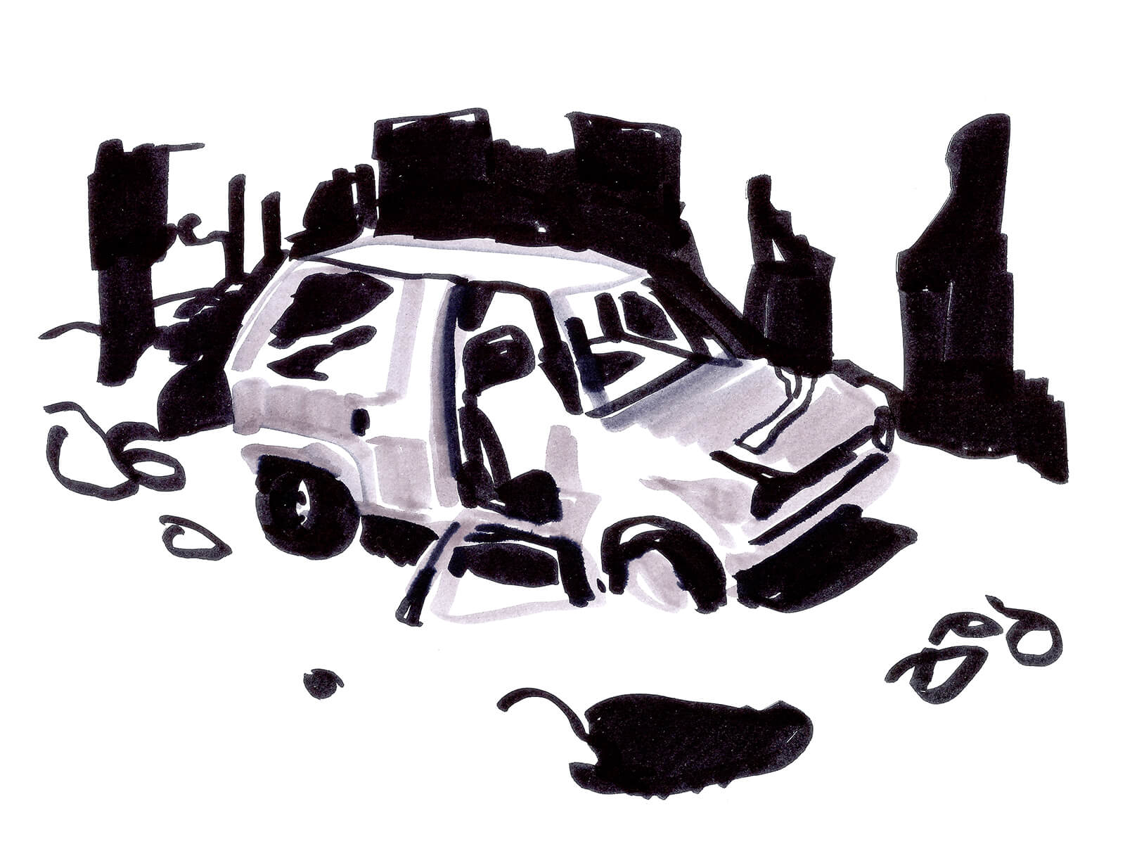 ODISEO vol. 7 Pol Montserrat illustrations Illustrations for an article and and an essay for the 7th volume of the magazine. Both texts talk about ‘the concentration’. The illustrations use cars and highways as metaphor of the concentration and its fragility in times of constant distractions.